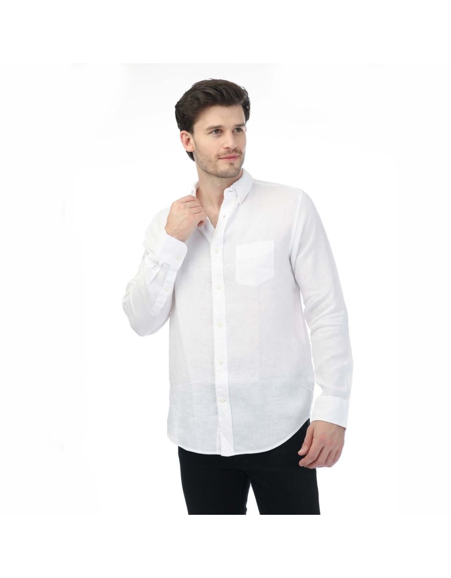 Men's Gant Regular Linen Shirt in White