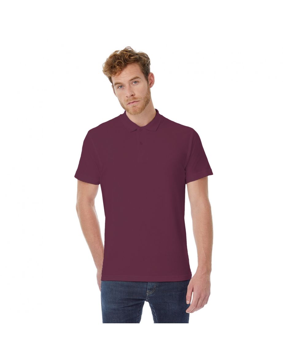 B&C ID.001 Mens Short Sleeve Polo Shirt - Wine - 2