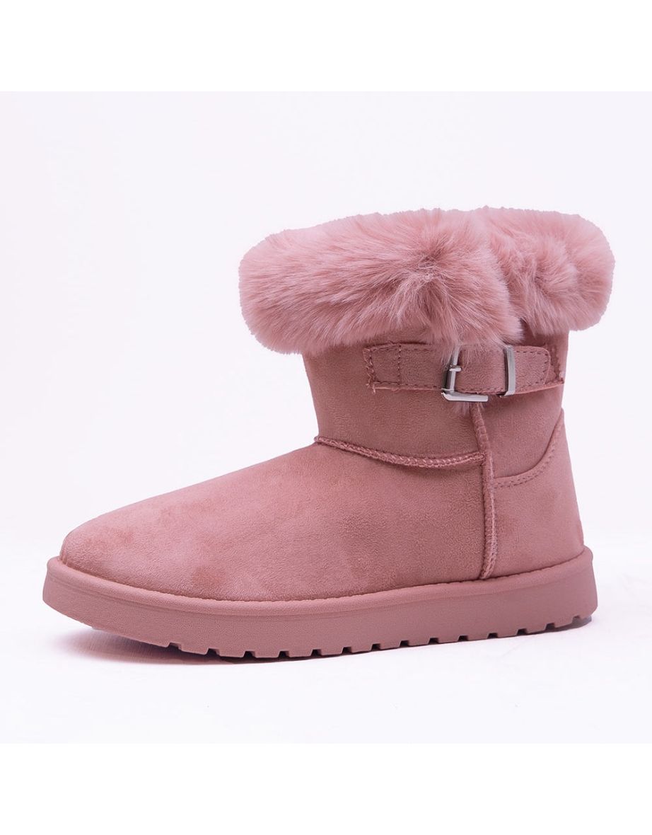 SUSIE FAUX FUR LINED ANKLE BOOTS IN PINK SUEDE - 5