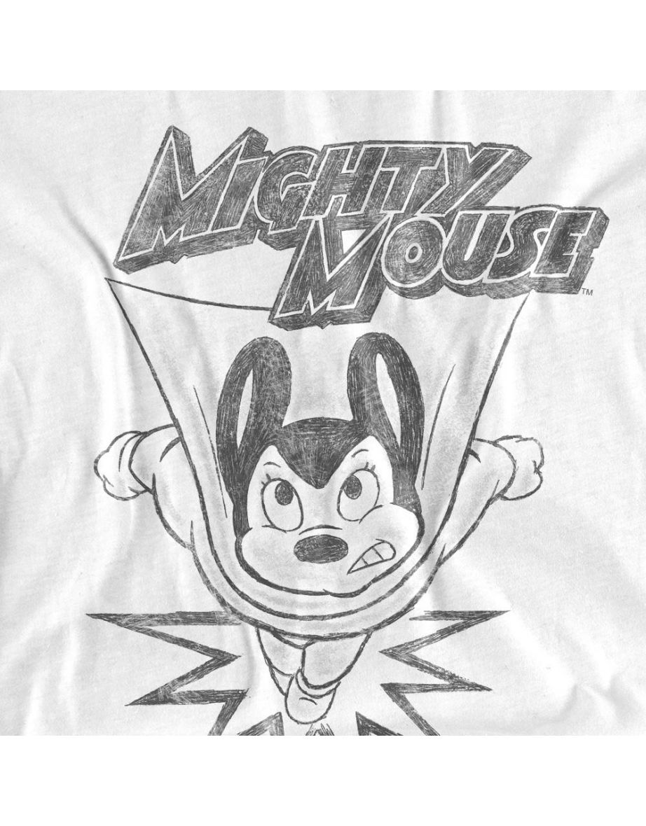 Mighty Mouse Unisex Adult Bursting Out T-Shirt - White - 3