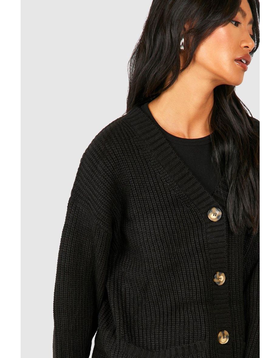 Slouchy Boyfriend Cardigan - black - 3