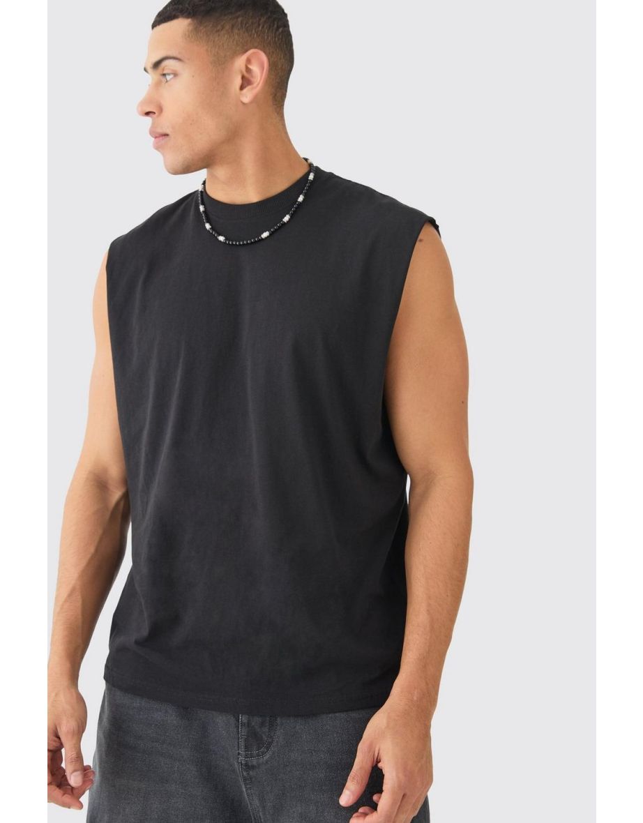 Oversized Worldwide Text Tank - black
