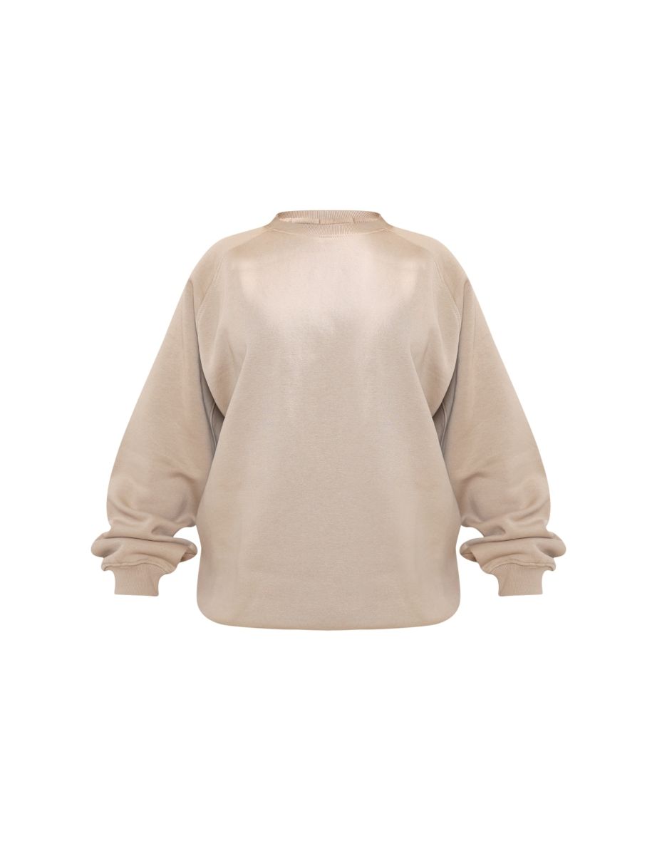 Mocha Panelled Rib Detail Oversized Sweatshirt - 4