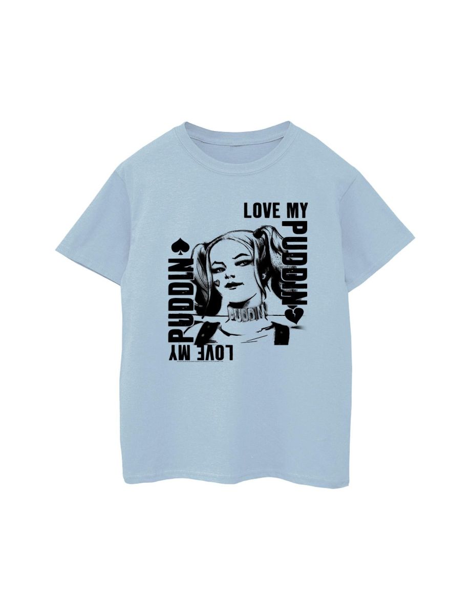 DC Comics Boys Suicide Squad Harley Love Puddin T-Shirt - Baby Blue