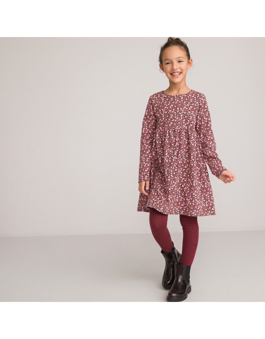 Printed Cotton Reversible Dress with Long Sleeves