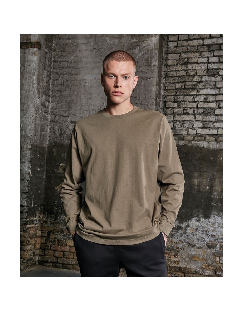 Build Your Brand Mens Long Sleeve Jumper - Olive - 2