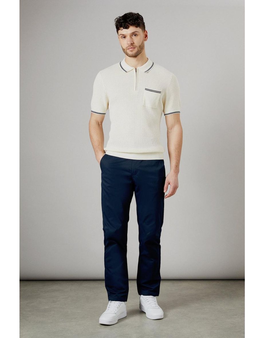 Navy Half Elasticated Waist Slim Fit Chinos - 3