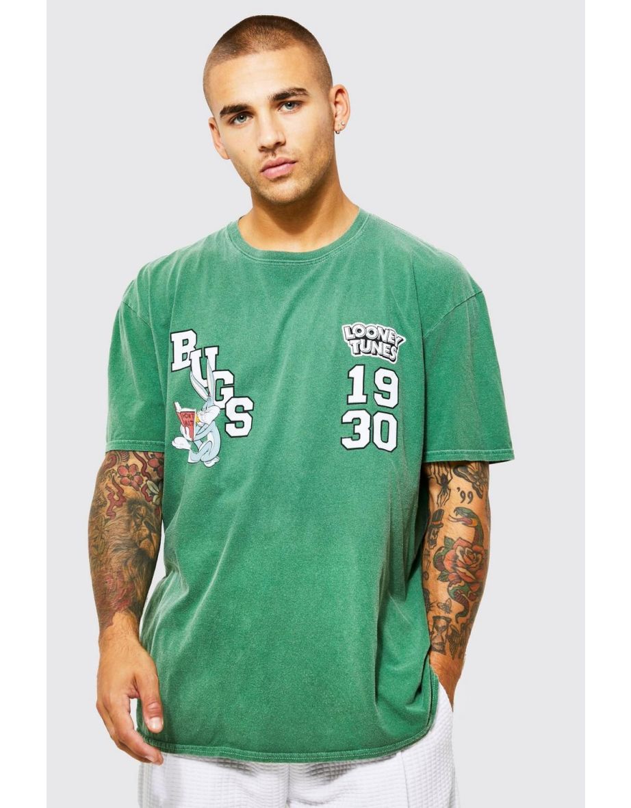 Oversized Looney Tunes Overdye T-shirt - green - 2