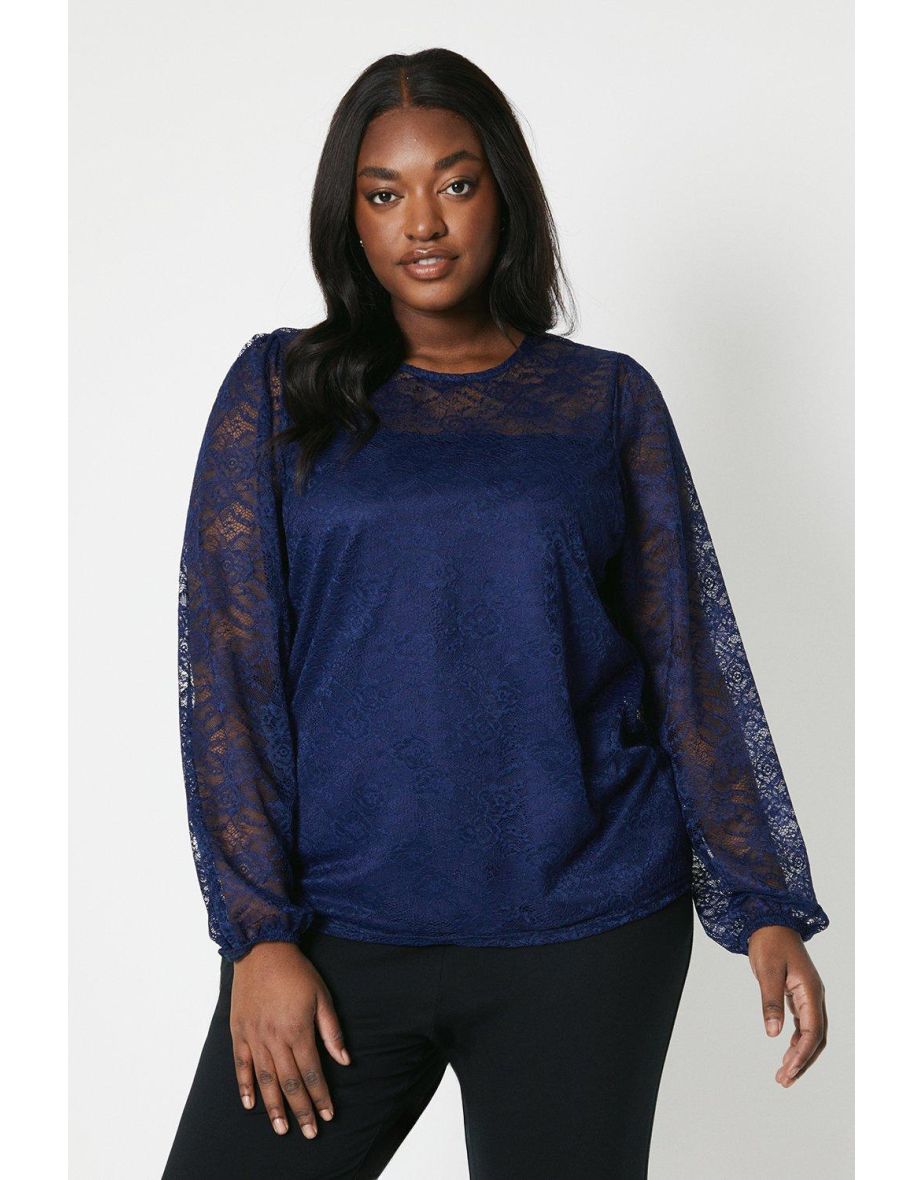 Shop Curve Long Sleeve Lace Top Online in Qatar VogaCloset