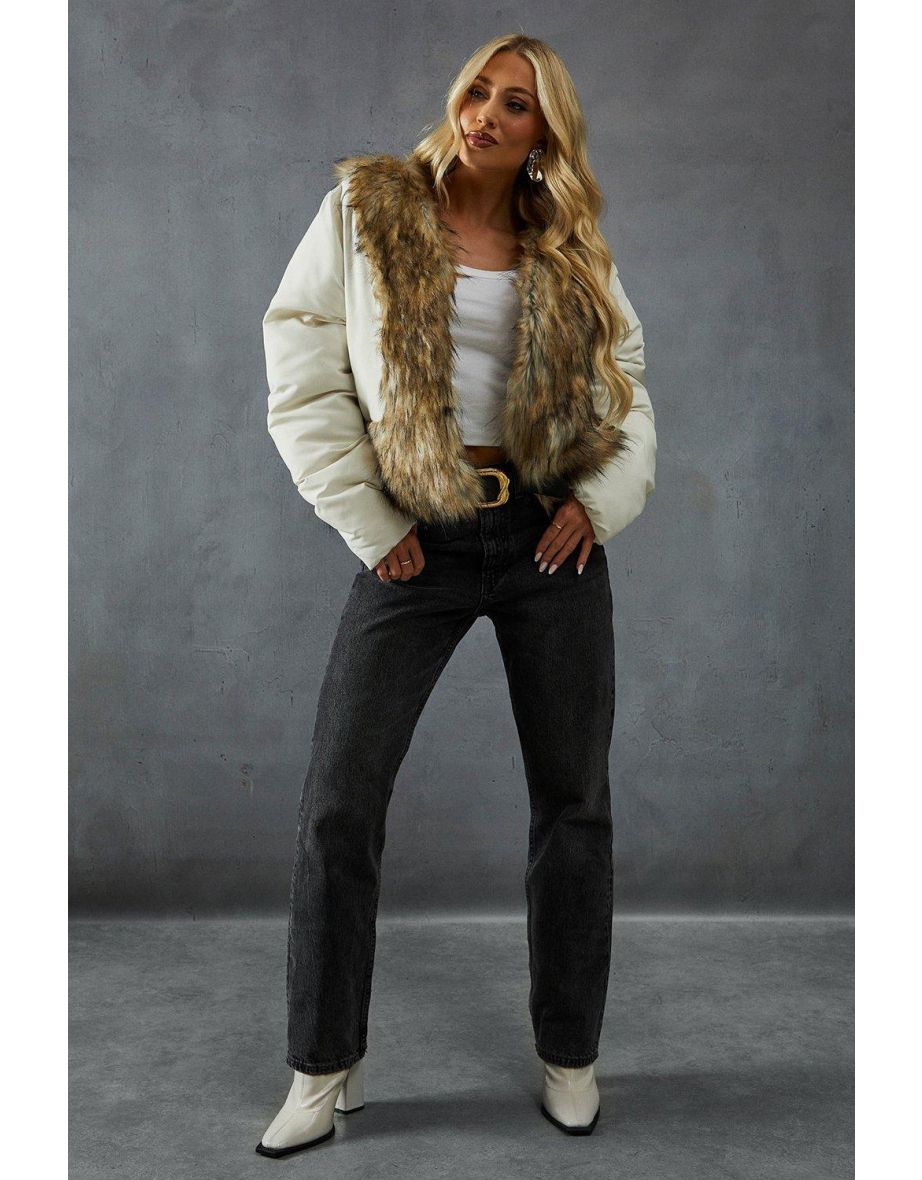 Faux Fur Trim Puffer Jacket
