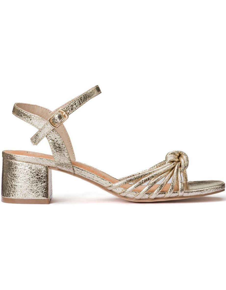 Metallic Block Heel Sandals