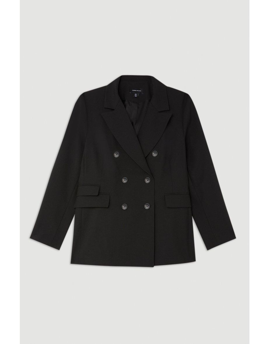 Plus Size Wool Blend Tailored Double Breasted Blazer - 3