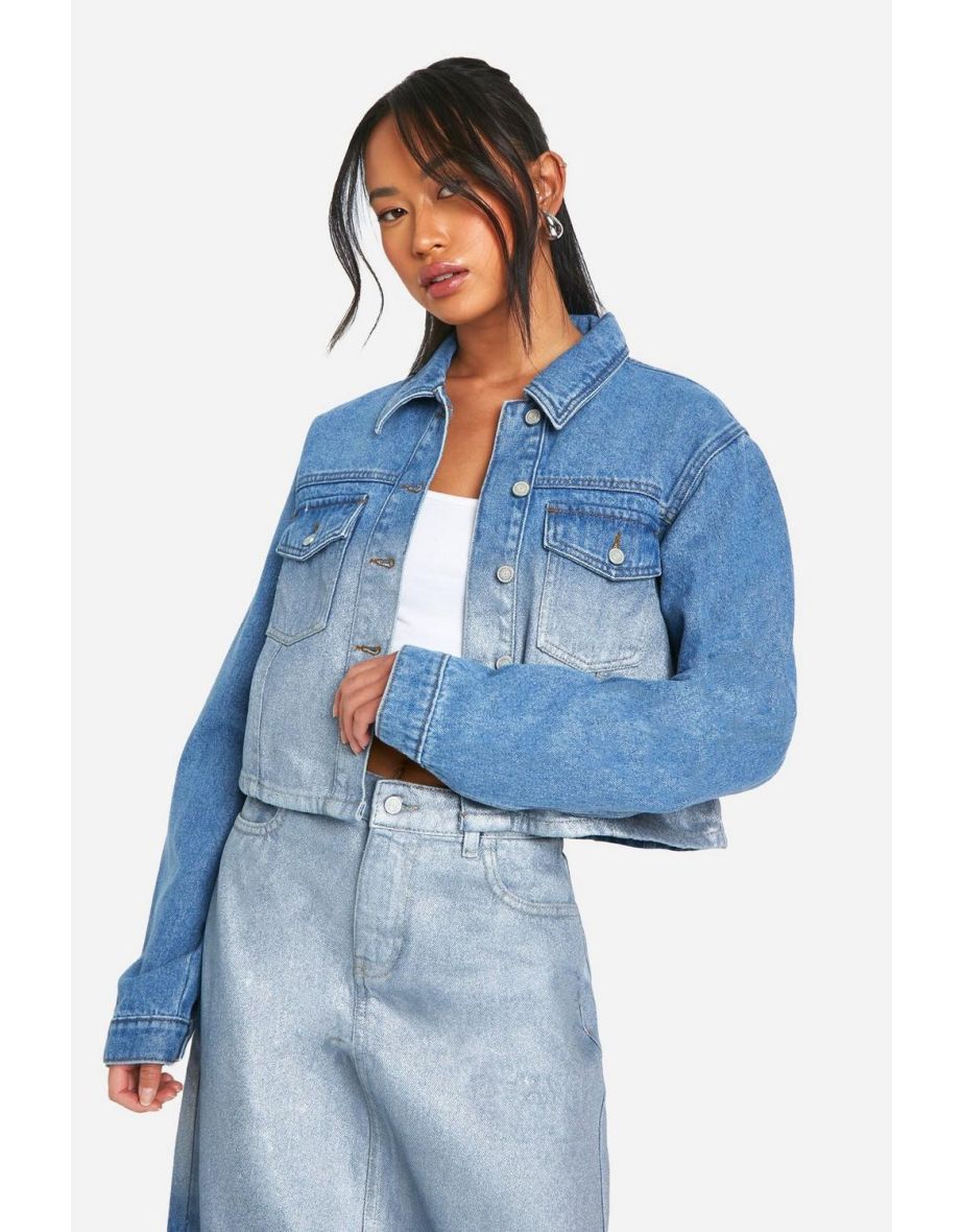 Metallic Ombre Denim Jacket - light wash