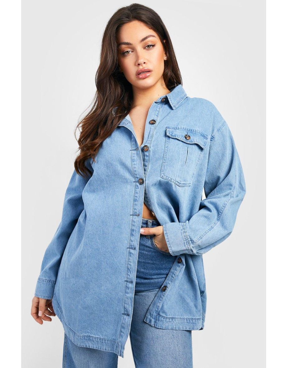 Acid wash denim shirt womens hotsell