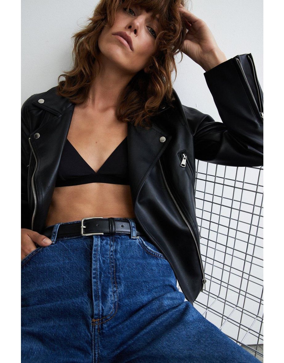 Warehouse faux clearance leather biker jacket