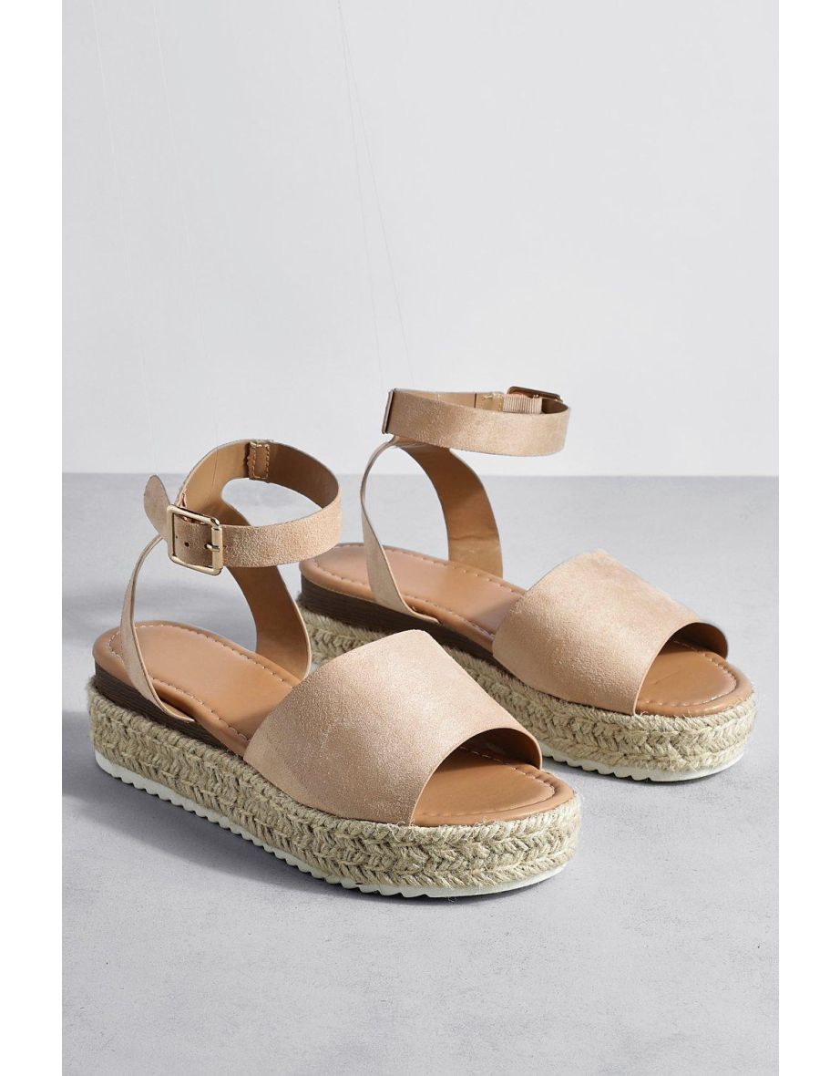 Two Part Espadrille Flatforms - nude