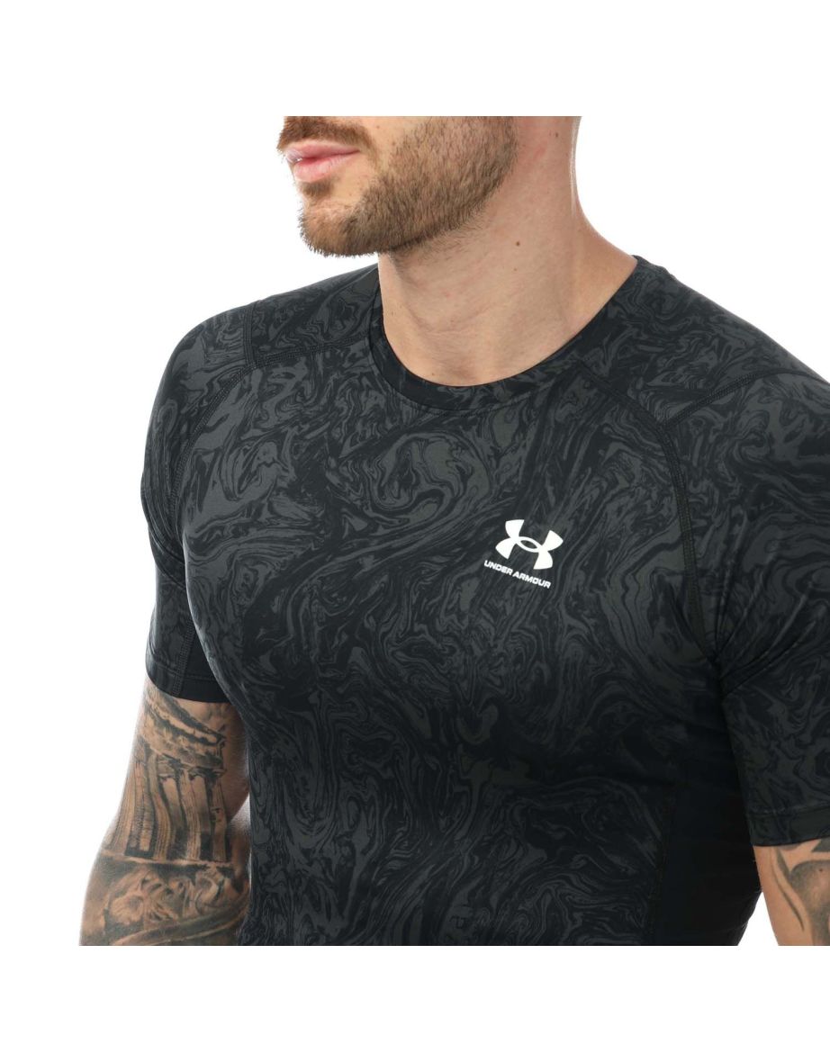 Men's Under Armour HeatGear Compression Print T-Shirt in Black - 4