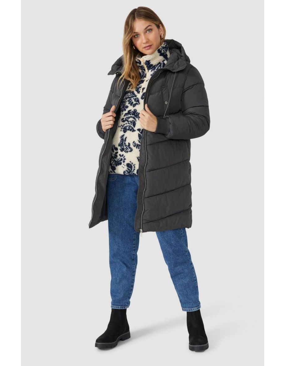 Printed Half Zip Sherpa Fleece Top - navy - 3