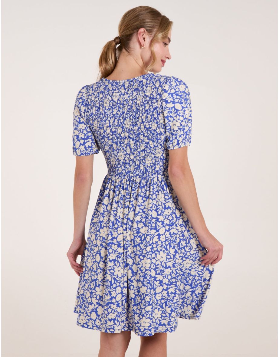 Tie Keyhole Front Puff Sleeve Dress - 4
