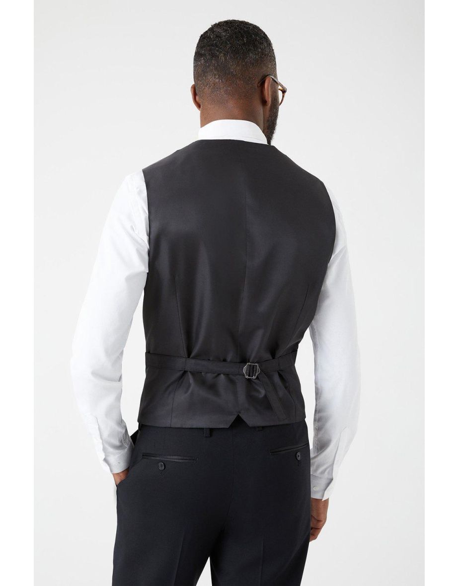 Slim Fit Black Tuxedo Suit Waistcoat - 2