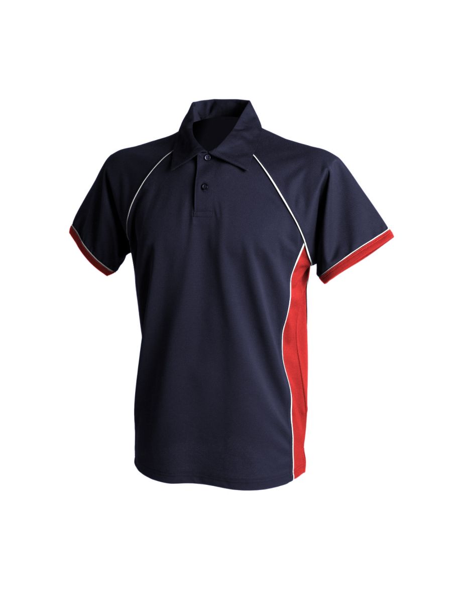 Finden & Hales Mens Piped Performance Sports Polo Shirt - Navy/Red/White