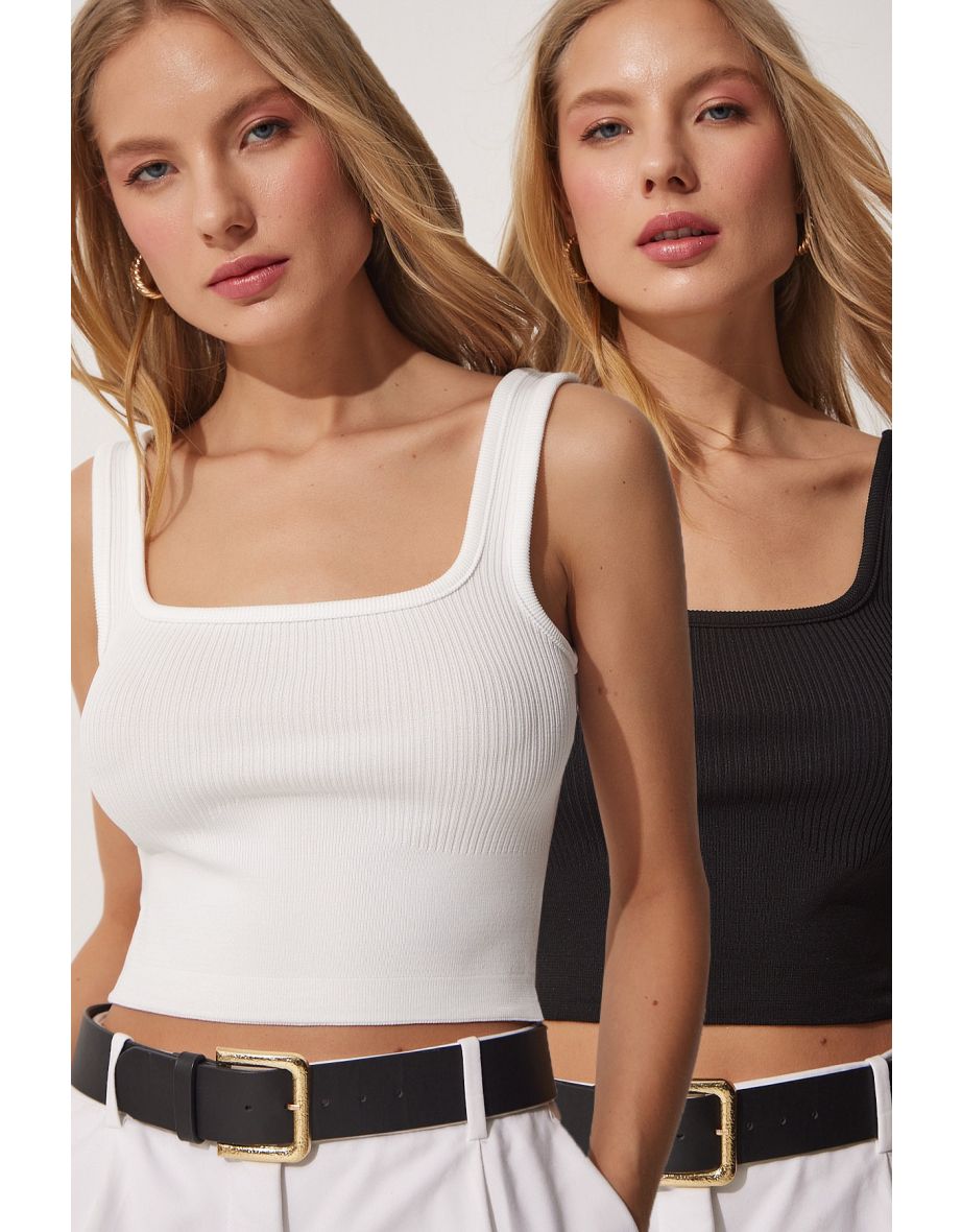 2-pieces Halter Summer Knitwear Crop Top