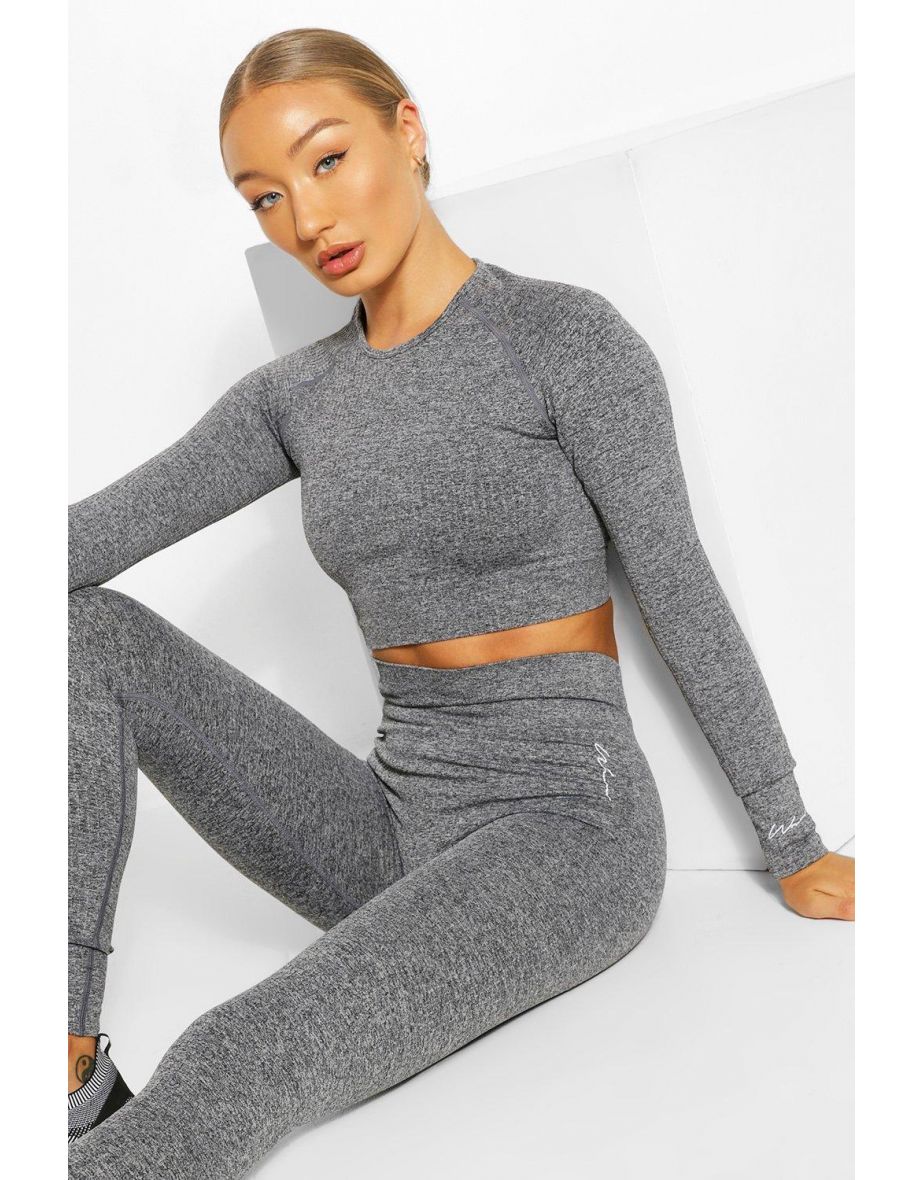 Rib Seamless Gym Leggings - dark grey