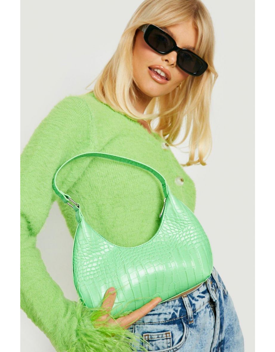 Croc Rounded Shoulder Bag - green