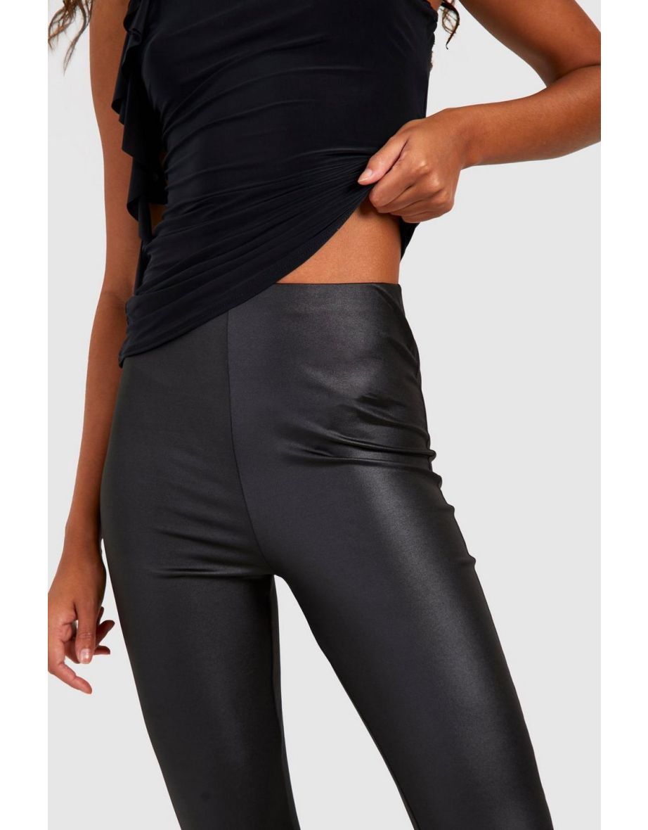 Tall Wet Look High Waisted Leggings - black - 3