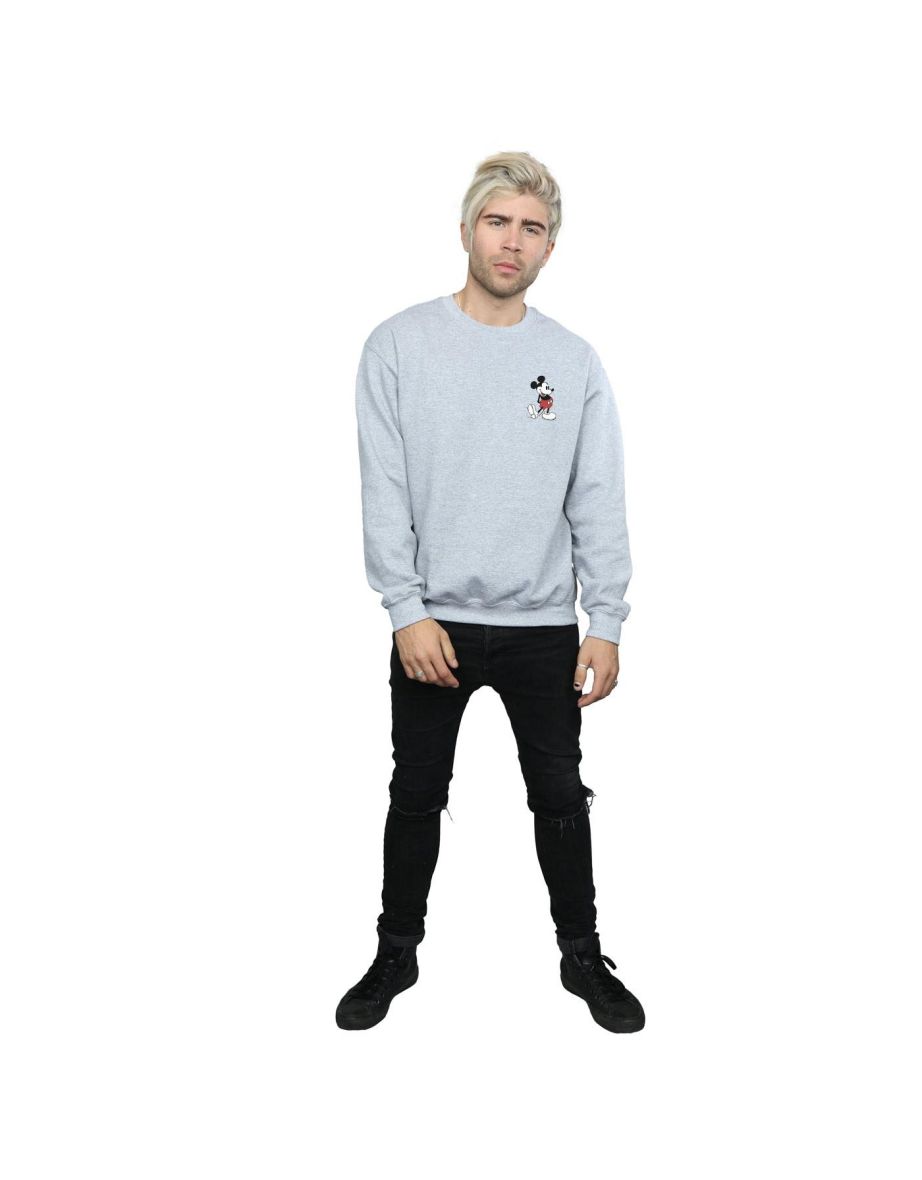 Disney Mens Mickey Mouse Kickin Retro Chest Sweatshirt - Sports Grey - 3