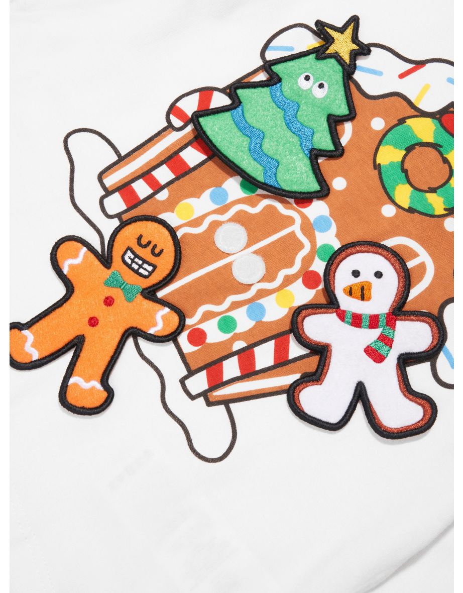 Kids Gingerbread House T-Shirt in Ivory - 4