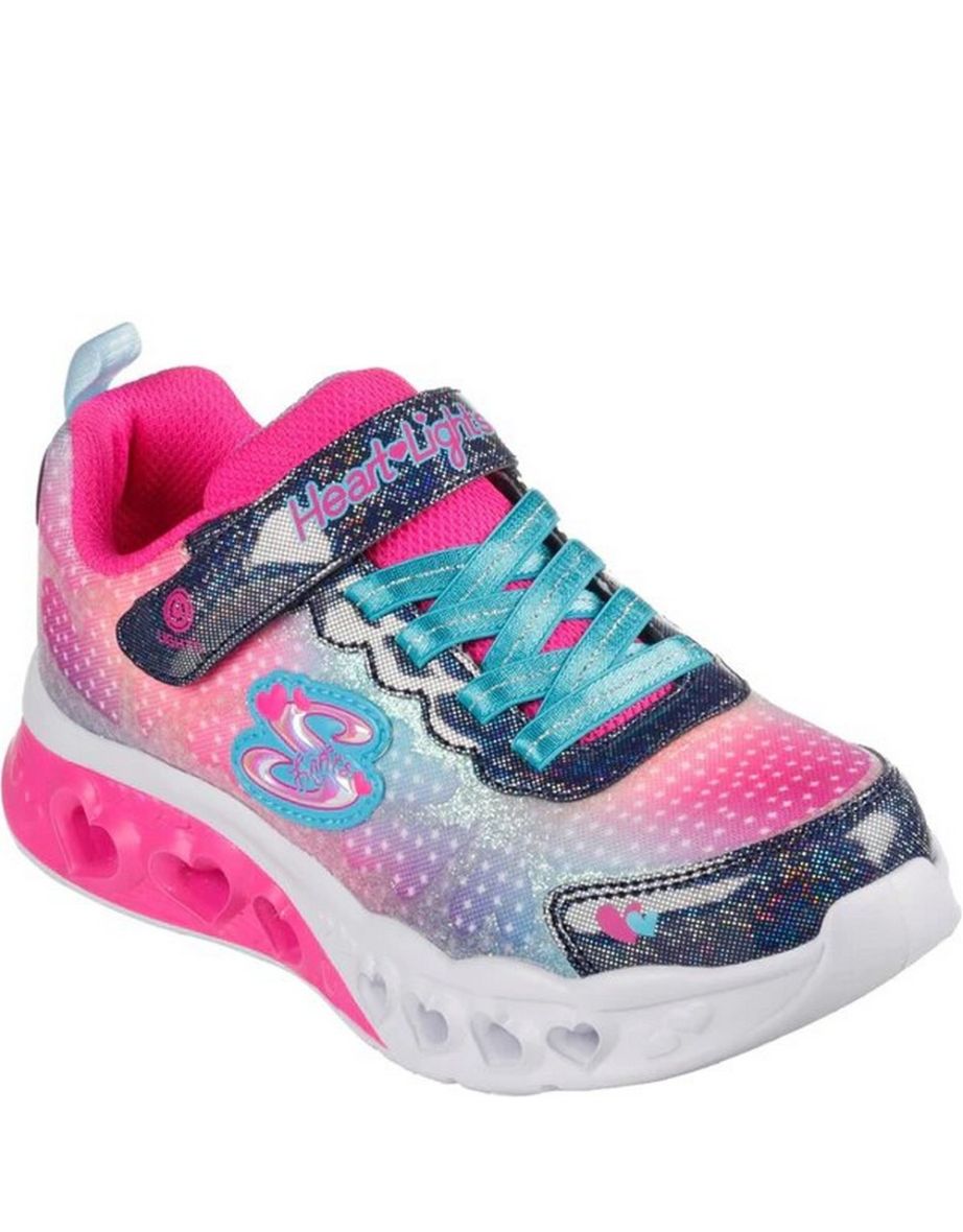 Skechers Girls Flutter Heart Lights Simply Love Trainers - Navy/Pink