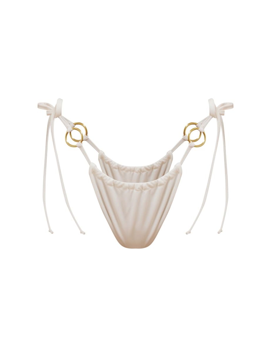 White O Ring Tanga Bikini Bottoms - 4