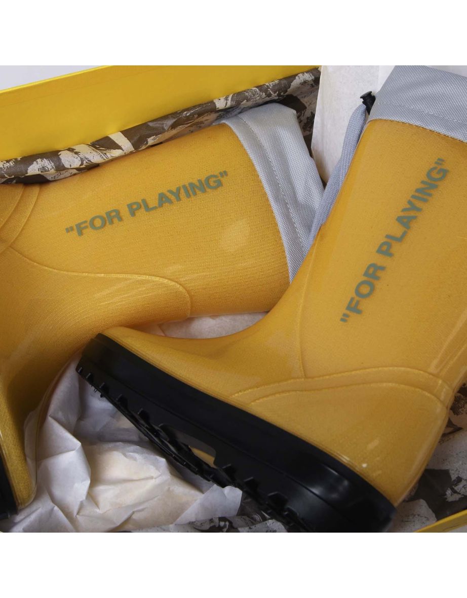 Boy's Off White Juniors Rubber Boots in Yellow - 6