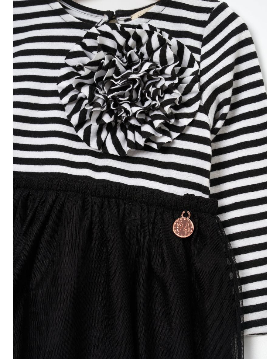 Carrie Black Stripe Corsage Dress - 6