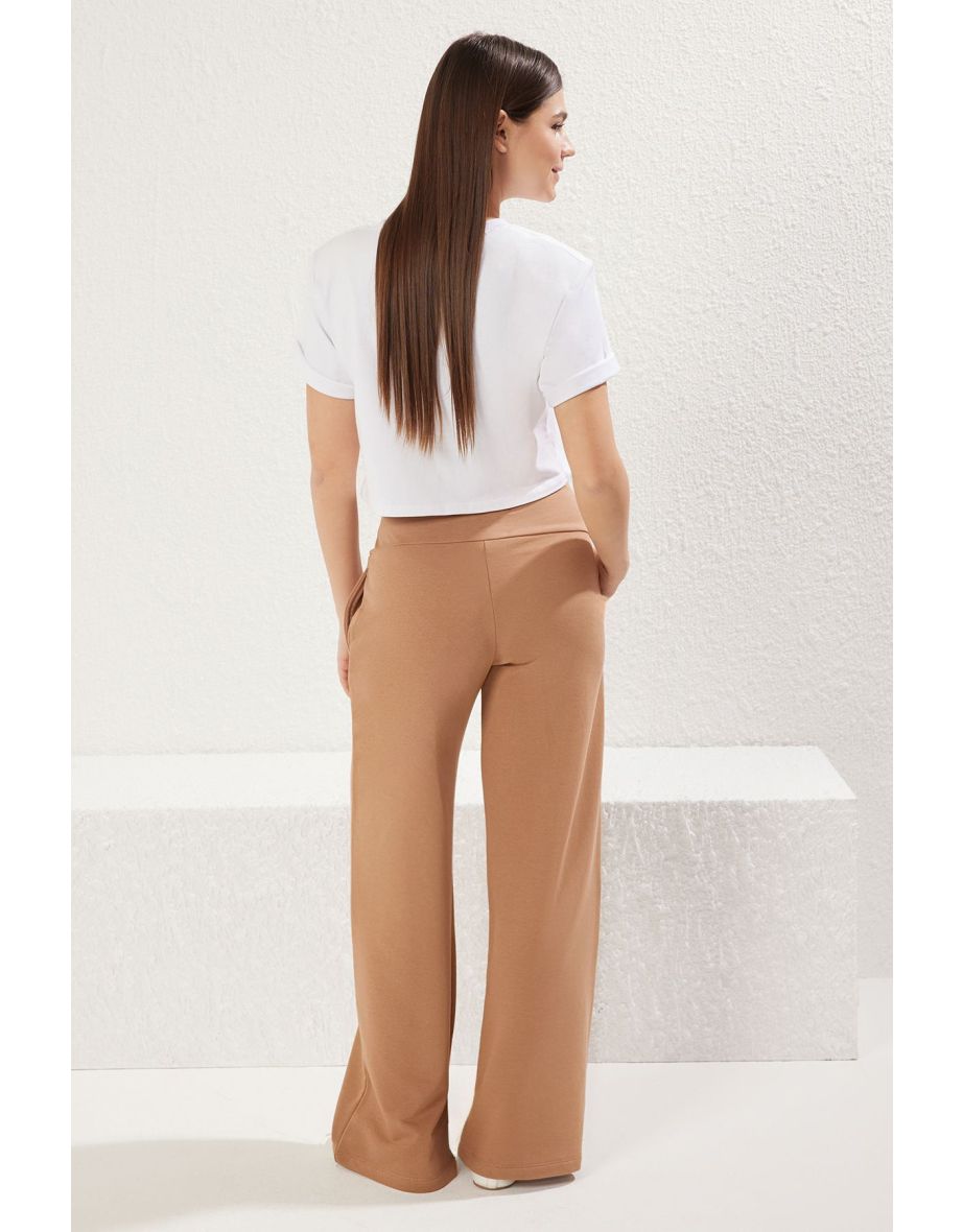 Stone Thin Extra High Waist Wide Leg/Wide Cut Trousers - 4