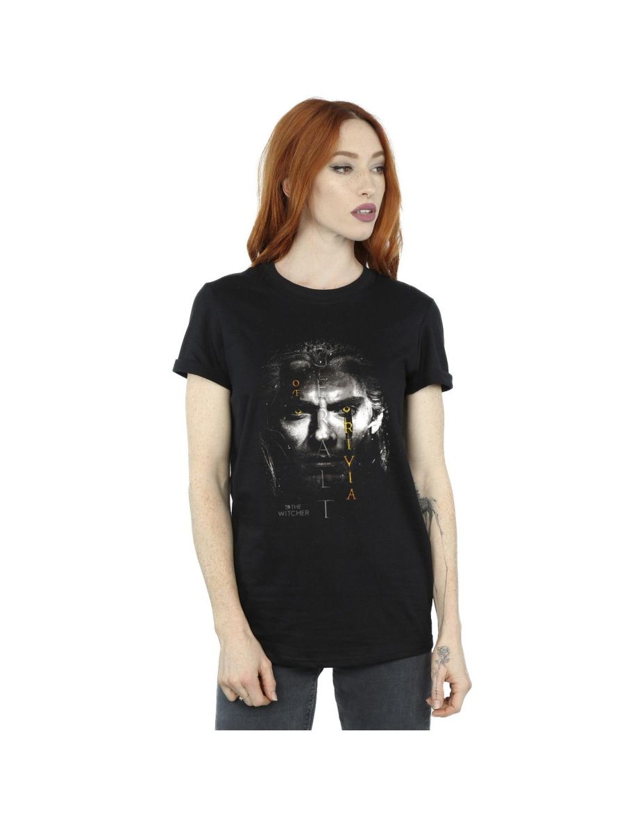 Netflix Womens/Ladies The Witcher Geralt Glowing Eyes Cotton Boyfriend T-Shirt - Black
