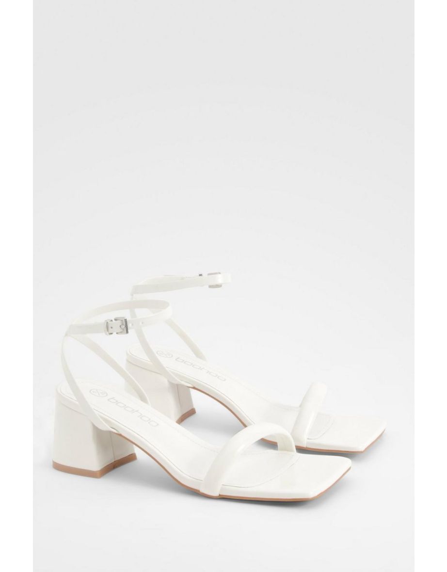 Square Toe Block Heel Two Part Heels - white