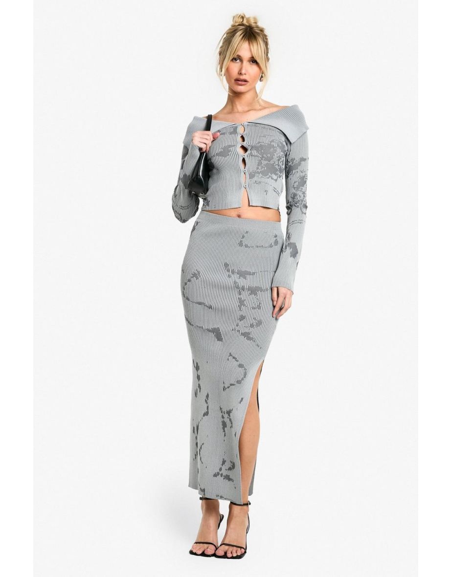 Abstract Floral Knitted Skirt Co-ord