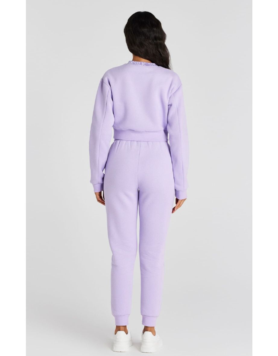 Women's SikSilk Cropped Sweatshirt in Purple - 3