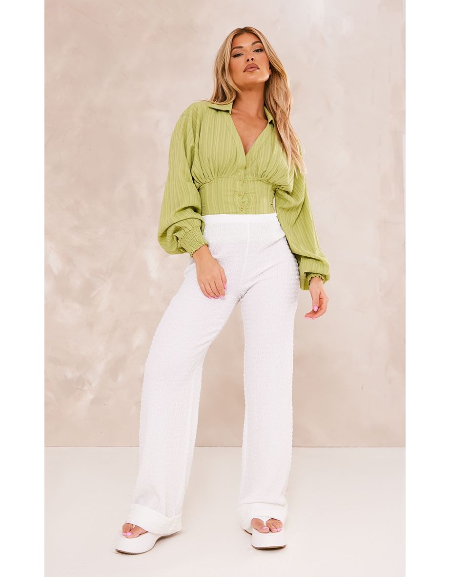 Textured Jersey Wide Leg Trousers