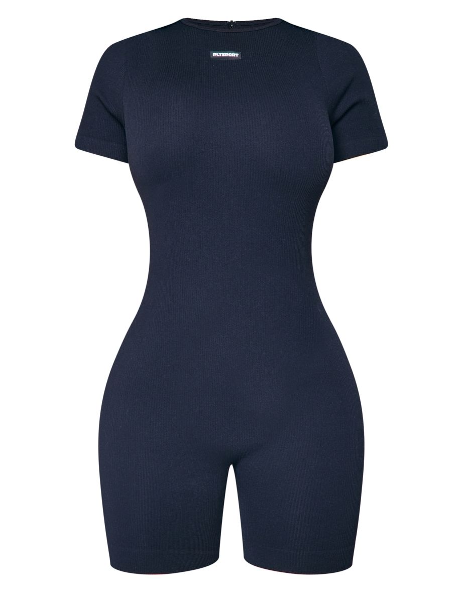 Petite Black Plt Sport Unitard - 4