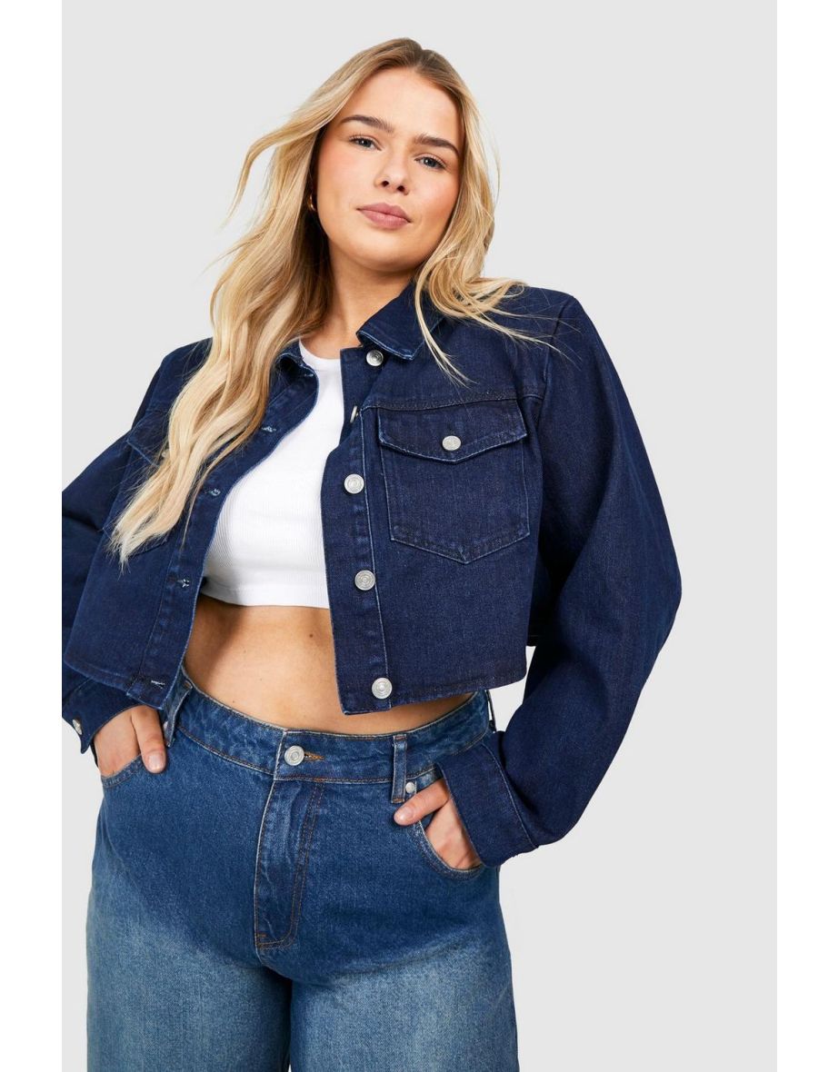 Cropped denim jacket plus best sale