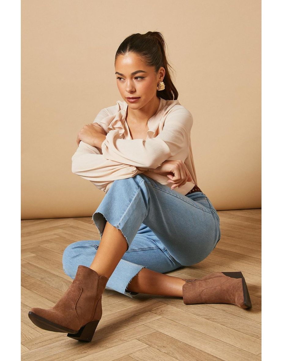 Sorrel Faux Suede Western Ankle Boots
