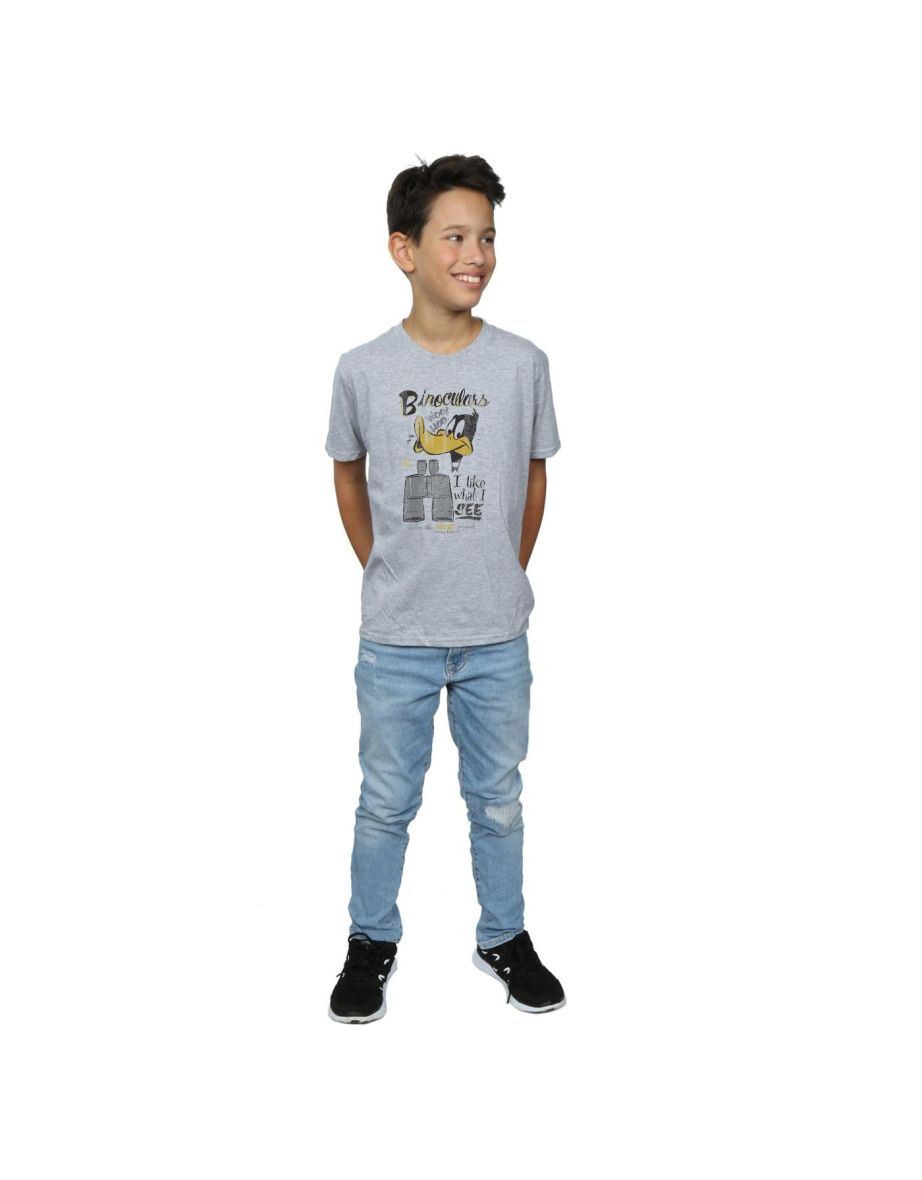 Looney Tunes Boys Daffy Duck Binoculars T-Shirt - Sports Grey - 3