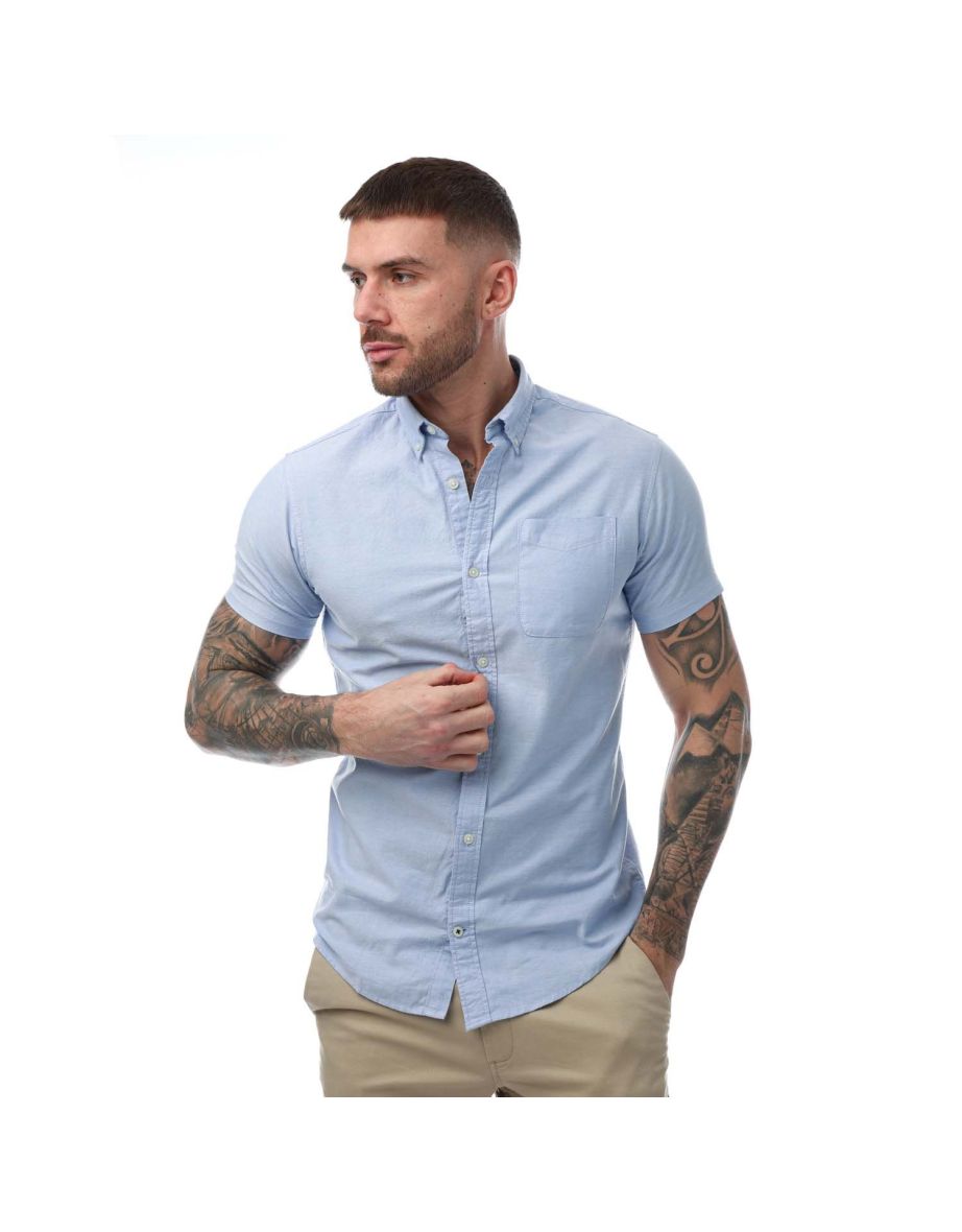 Men's Jack Jones Oxford Short Sleeve Shirt in Blue