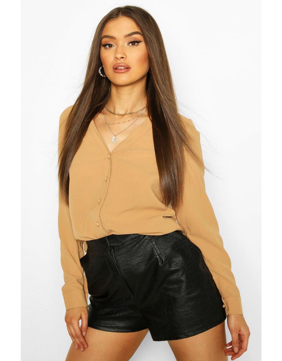 V Neck Blouse - camel