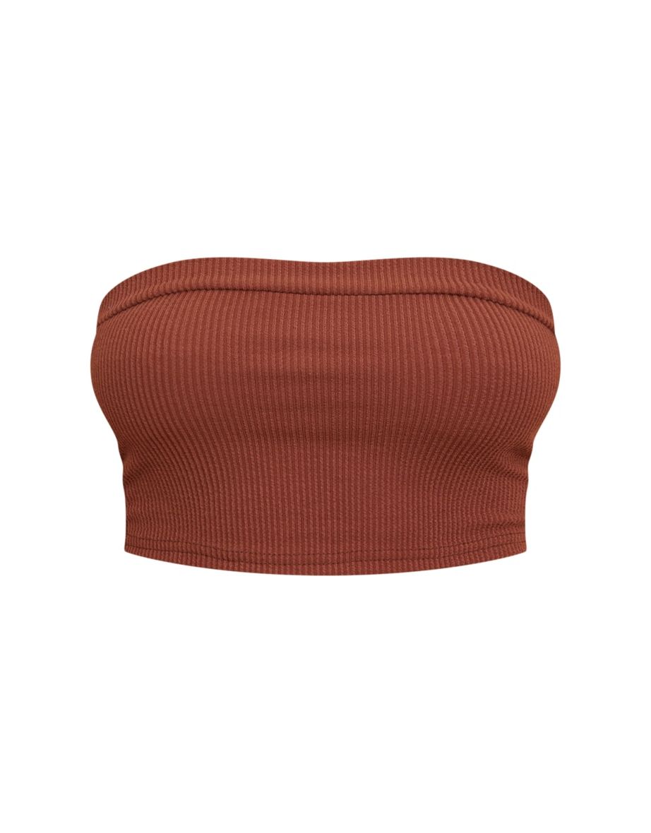 Chocolate Crinkle Rib Strapless Bandeau Top - 4