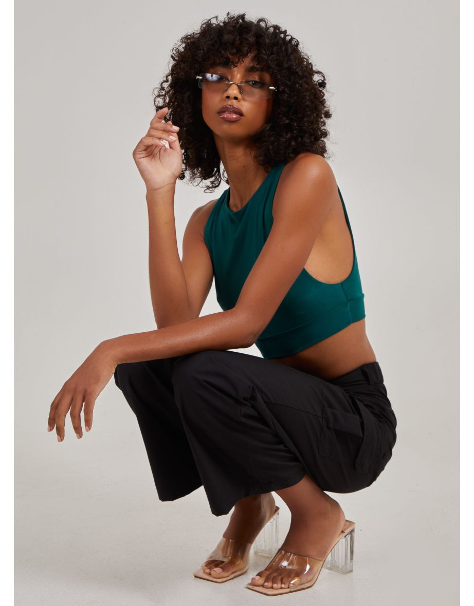 Sleeveless Slinky Crop Top