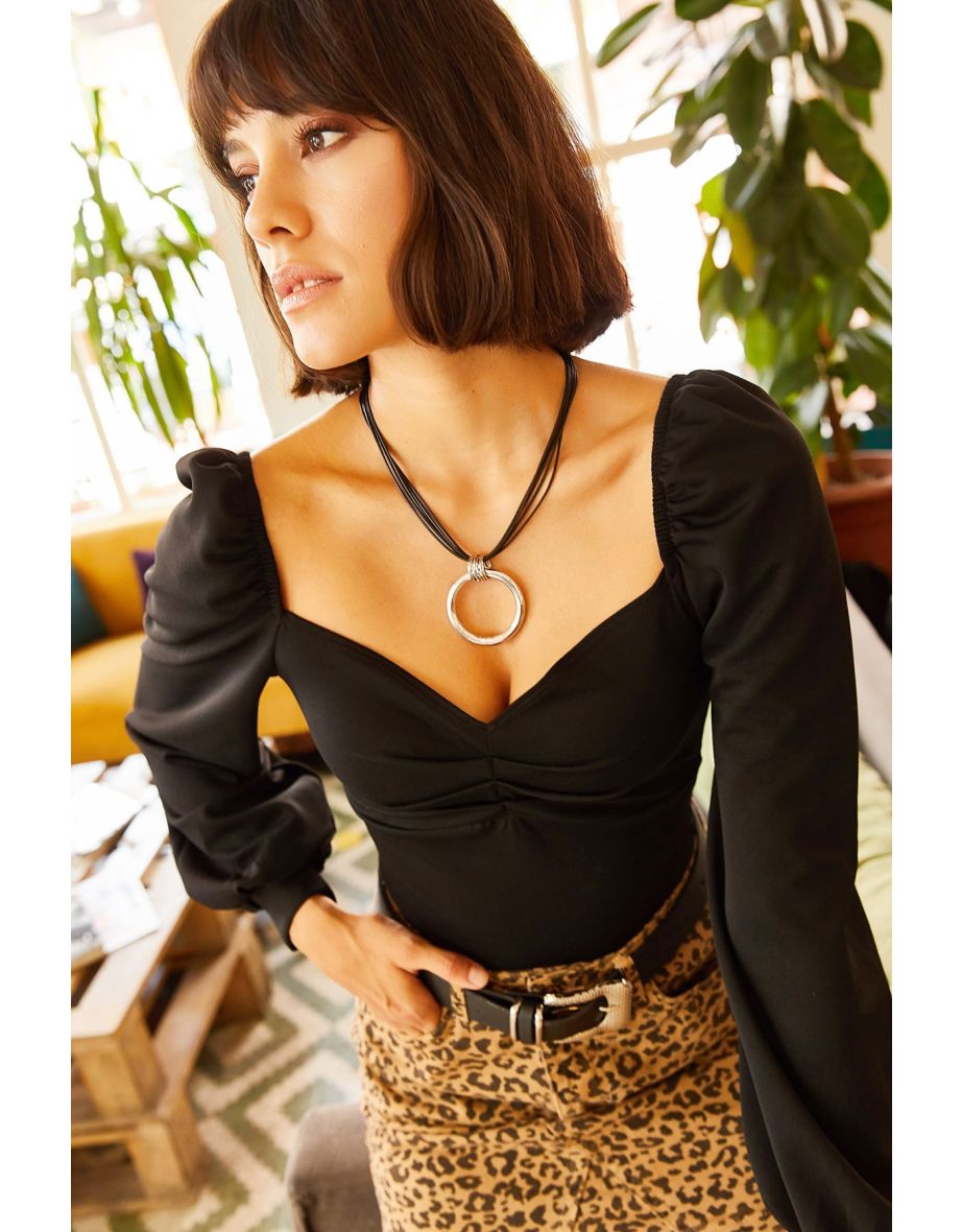 Blouse - Black - Fitted - 5